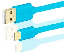 AXAGON BUMM-AM02QL, HQ kabel Micro USB - USB A, modrý, 0.2m