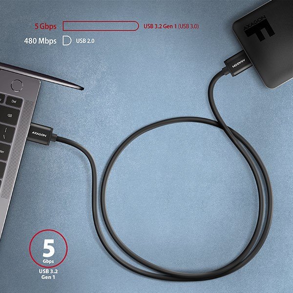 AXAGON BUMM3-AM10AB, kábel SPEED microUSB <-> USB-A, 1 m