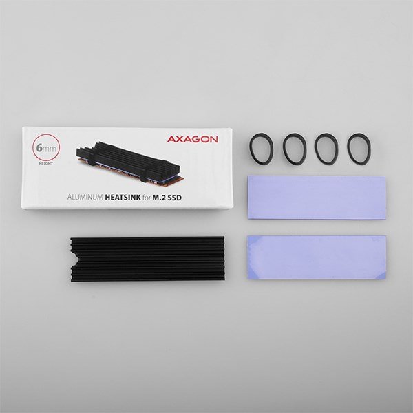AXAGON CLR-M2L6, hliníkový chladič pre M.2 2280 SSD, 6 mm