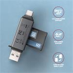 AXAGON CRE-DAC, USB-C + USB-A, 5 Gb/s - MINI čítačka kariet, 2 sloty a lun SD/microSD, podpora UHS-I