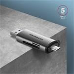 AXAGON CRE-SAC, externá čítačka USB-C + USB-A