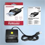 AXAGON CRE-SM3N, USB-A FlatReader kontaktná čítačka kariet Smart card (eObčanka), kábel 1,3 m