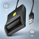 AXAGON CRE-SM3N, USB-A FlatReader kontaktná čítačka kariet Smart card (eObčanka), kábel 1,3 m