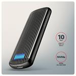AXAGON EEM2-SC, externý box USB-C 10 Gb/s pre M.2 NVMe SSD, bez skrutiek, rebrovaný hliník
