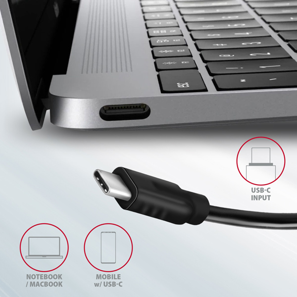 AXAGON HMC-5G21, rozbočovač USB 10 Gb/s, 2x USB-A, 2x USB-C, HDMI 4k/30, PD 60W, kábel USB-C 13 cm