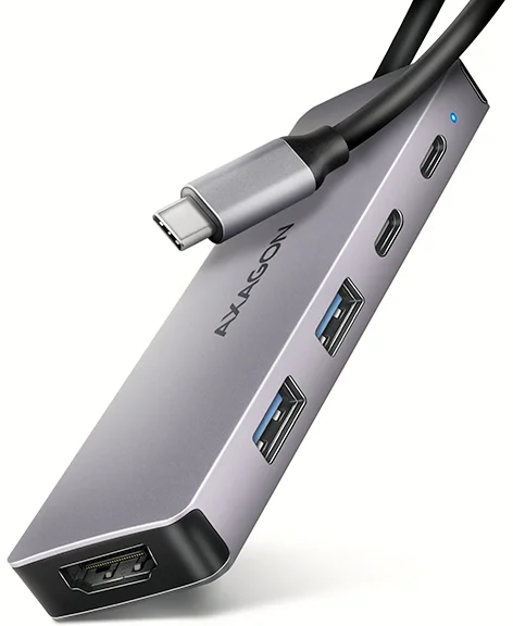 AXAGON HMC-5H60, rozbočovač USB 5Gb/s, porty 2x USB-A, 1x USB-C, HDMI 4k/60, PD 100W, kábel USB-C 15cm