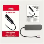 AXAGON HMC-6H4A, rozbočovač USB 3.2 Gen 1, 4x porty USB-A, HDMI 4k/30Hz, PD 100W, kábel USB-C 20cm