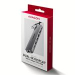 AXAGON HMC-7HX2, USB 5Gbps hub, 2x USB-A, USB-C, 2x HDMI 4k/60Hz, RJ-45 GLAN, PD 100W, kabel 15cm