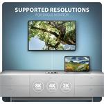 AXAGON HMC-CUB83X2, rozbočovač USB 10Gb/s, 2x USB-A, USB-C, HDMI a DP 4k/144Hz, RJ-45 GLAN, PD 100W, kábel USB-C 15cm