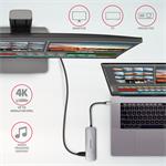AXAGON HMC-HCR3A, rozbočovač USB 3.2 Gen 1, 3x porty USB-A, HDMI 4k/30Hz, SD/microSD, kábel USB-C 20 cm