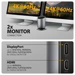 AXAGON HMC-WL9, USB 10Gbps hub s Qi, 3x USB-A, USB-C, HDMI a DP 4k/60Hz, RJ-45 GLAN, PD 100W, USB-C kábel 60cm