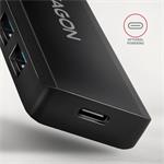 AXAGON HUE-C1A, 4x USB 5Gbps TRAVEL hub, napájací konektor USB-C, kábel USB-A 19 cm