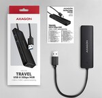 AXAGON HUE-C2A, cestovný rozbočovač s 4× USB 5 Gbps, 2× USB-A + 2× USB-C, napájanie cez USB-C, kábel USB-A 19 cm
