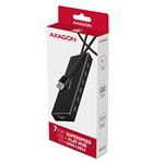 AXAGON HUE-F7A, 7x USB 3.2 Gen 1 ALU FLAT CHARGING hub, napájací konektor micro USB, 1m kábel USB-A