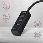 AXAGON HUE-M1C, 4x USB 3.2 Gen 1 MINI húb, kovový, kábel USB-C 20cm
