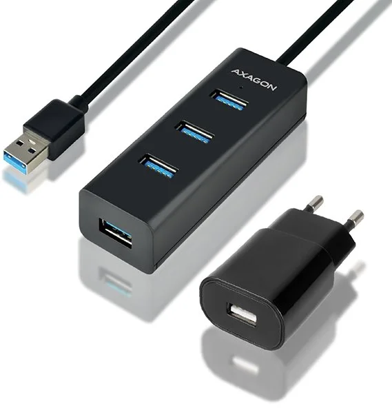 AXAGON HUE-S2BP 4x USB3.0 Charging húb 1.2m kábel vrátane. AC adaptéru