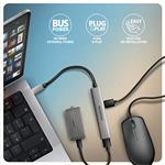 AXAGON HUE-STC, 4x USB ALU STRIP hub, 1x USB-A 5Gbps, 2x USB-A & 1x USB-C 480Mbps, kabel USB-C 12cm