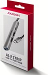 AXAGON HUE-STC, 4x USB ALU STRIP hub, 1x USB-A 5Gbps, 2x USB-A a 1x USB-C 480Mbps, kábel USB-C 12cm