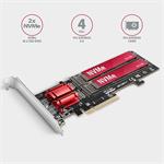AXAGON PCEM2-ND, radič PCIe x8 - 2x M.2 NVMe M-key slot, RAID, podpora pre dosky bez rozdvojky, vrátane. LP