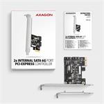AXAGON PCES-SJ2, radič PCIe - 2x interný port SATA 6G, JMB582, SP a LP