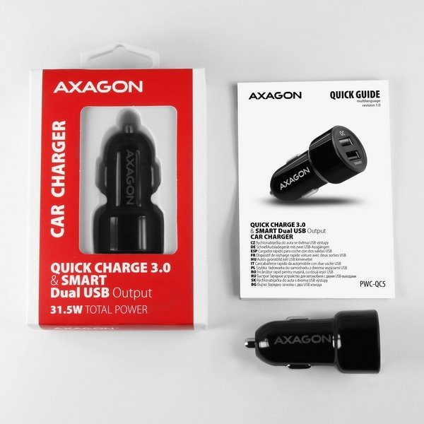 AXAGON PWC-QC5 QC3.0 + 2.4A car charger