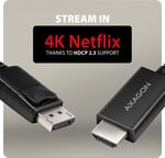 AXAGON RVD-HI20C2, adaptér / kábel DisplayPort → HDMI 2.0b, 1,8 m, 4K/60 Hz