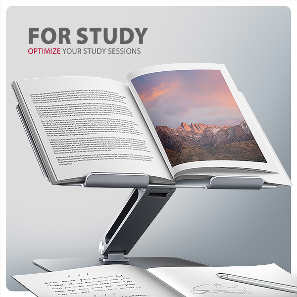 AXAGON STND-LQ, hliníkový stojan HQ pre notebooky 10"-17,3", nastaviteľná výška a uhol, sivý