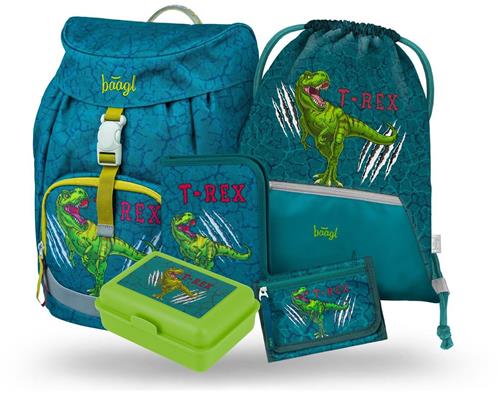 BAAGL 5 SET Airy T-REX: batoh, peračník, taška, peňaženka, krabička