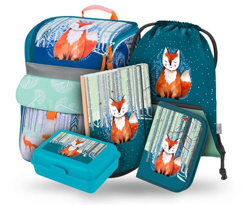 BAAGL SET 5 Zippy Fox: aktovka, puzdro na ceruzky, taška, zakladače, krabica