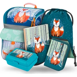 BAAGL SET 5 Zippy Fox: aktovka, puzdro na ceruzky, taška, zakladače, krabica