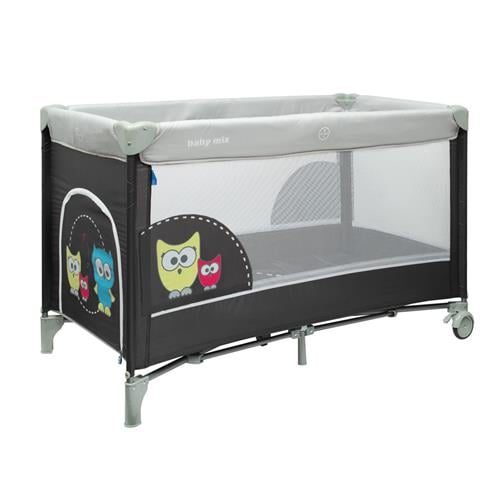 Baby Mix Cestovná postieľka Sova Tmavo šedá