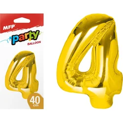 Balónek č. 4 nafukovací fóliový 40 cm - zlatý