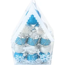 Baňky set 4cm/12ks modré+stříbrné