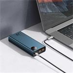 Baseus Adaman Kovová power banka s digitálnym displejom QC PD 20000mAh 65W, modrý kábel USB-A/USB-C 30cm, čierna