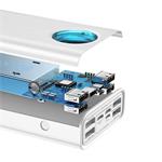 Baseus Amblight powerbanka s digitálním displejem QC 30000mAh Overseas Edition + kabel Type-C/Type-C 65W 1m, bílá
