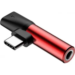 Baseus audio rozbočovač L41 s koncovkami USB-C samec / USB-C samice /3,5mm Jack samice, červená-černá