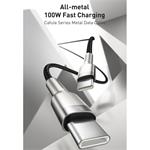 Baseus Cafule Series USB-C samec na USB-C samec nabíjací/dátový kábel s kovovými koncovkami 100W 2m, biely