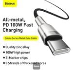 Baseus Cafule Series USB-C samec na USB-C samec Nabíjací/datový kábel s kovovými koncovkami 100W 2m, čierny