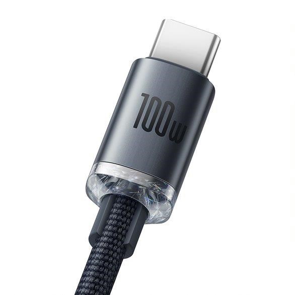 Baseus Crystal Shine Series nabíjecí/datový kabel USB-A / USB-C 100W 1,2m, černá