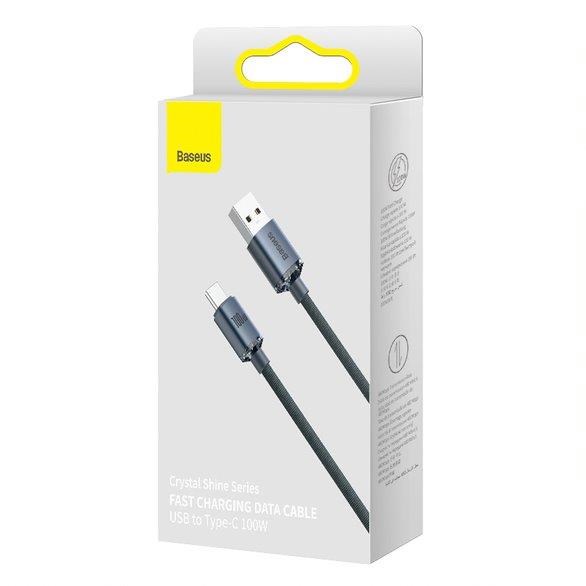 Baseus Crystal Shine Series nabíjecí/datový kabel USB-A / USB-C 100W 1,2m, černá