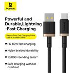 Baseus Dura USB/USB-C rýchlonabíjací kábel 2m 60W čierny zlatý
