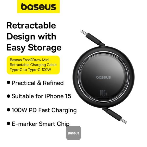 Baseus Free2Draw USB-C/USB-C 1m 100W čierny kábel