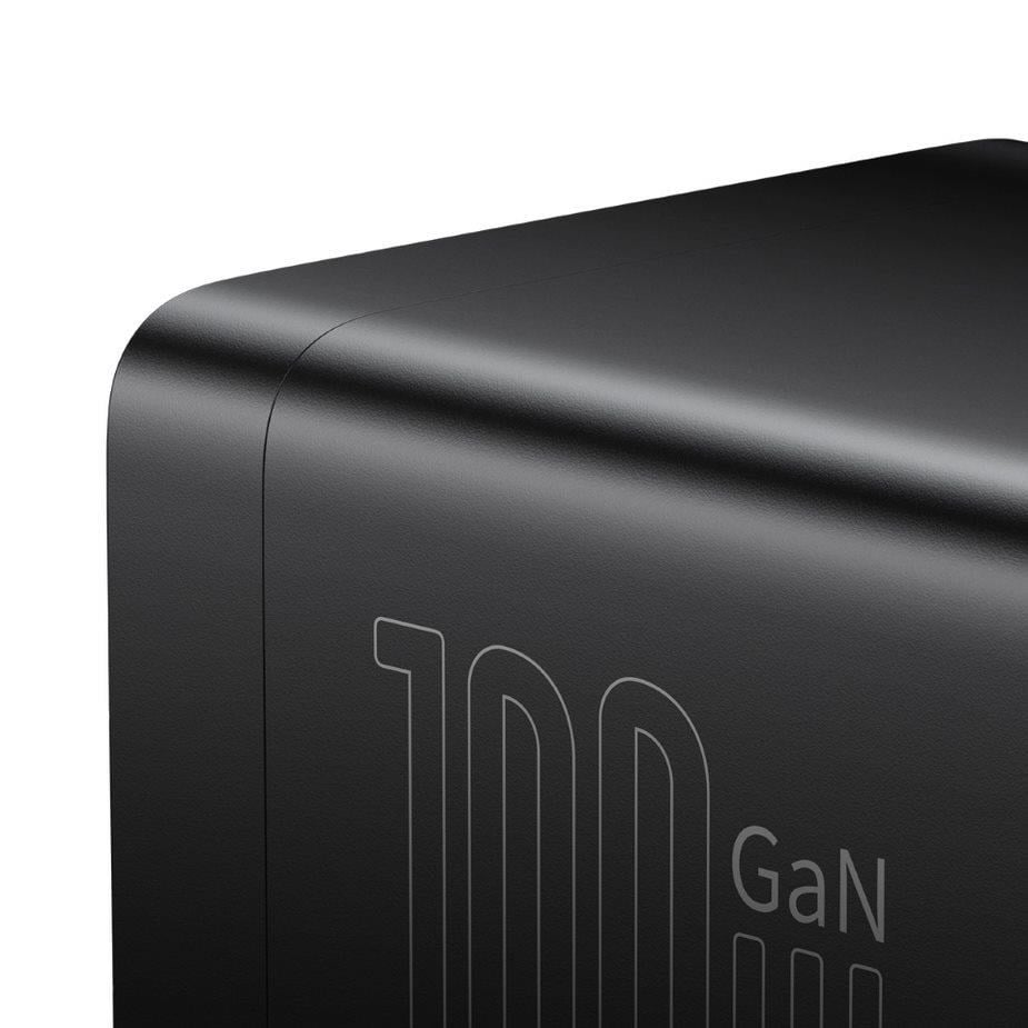 Baseus GaN3 Pro rychlonabíjecí stolní adaptér 2x USB-C + 2x USB-A + AC 100W 1.5m kabel černá