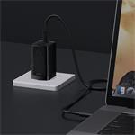 Baseus GaN3 rychlo nabíjecí adaptér 2x USB-C + USB 65W + kabel USB-C do USB-C 1m, černá