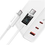 Baseus GaN5 Pro rýchlonabíjací adaptér 2x USB-C + USB-A 140W biely