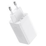 Baseus GaN5 Pro rýchlonabíjací adaptér 2x USB-C + USB-A 65W biely