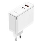 Baseus GaN5 Pro USB-C USB-A 100W rýchlonabíjací adaptér biely