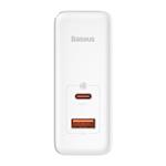 Baseus GaN5 Pro USB-C USB-A 100W rýchlonabíjací adaptér biely
