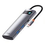 Baseus Metal Gleam Series 7in1 HUB USB-C (USB-C PD 100W, USB-C, 2* USB 3.0, HDMI, SD TF port) sivá