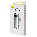 Baseus Metal Gleam Series 7in1 HUB USB-C (USB-C PD 100W, USB-C, 2* USB 3.0, HDMI, SD TF port) sivá